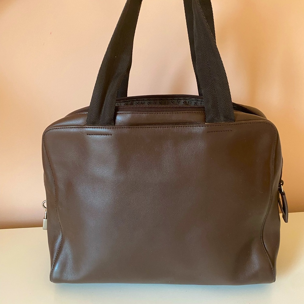 PRADA NAPA LEATHER sporty HANDBAG TOTE chocolate brown (offers welcome🎉🎊 💛